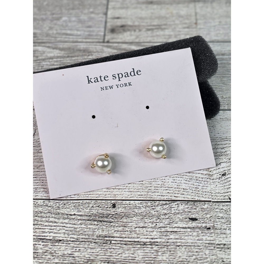 Kate Spade New York Rise and Shine Faux Pearl Stud Earrings Cream Gold Tone